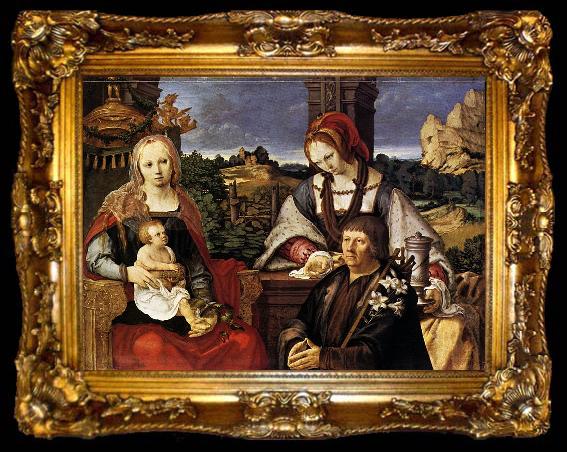 framed  Lucas van Leyden Virgin and Child with Mary Magdalen and a donor, ta009-2